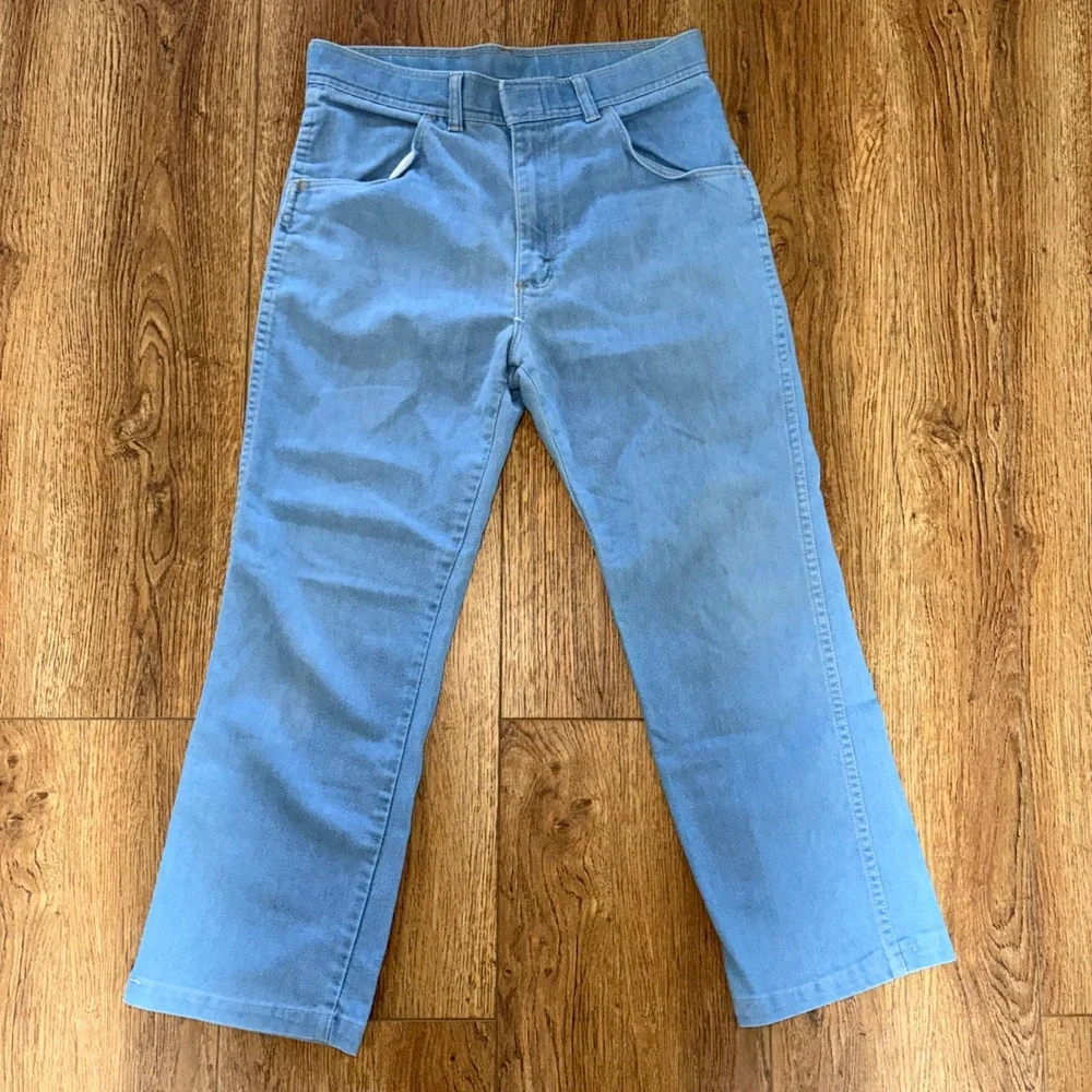 80s True Vintage Wrangler Jeans USA made Mens 30x26 Light Wash Blue Straight Leg